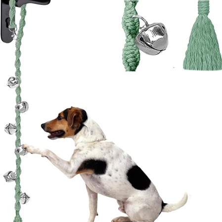 Hanging dog bells with adjustable strap